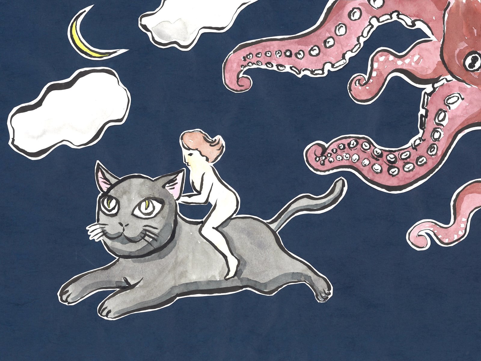 The Darkmoon Night Escape on the Cat’s Back from the Octopus’ Attack by Sung Lee
